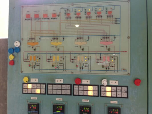 和歌山工場のタオルの漂白はコンピューターで全自動制御されます。
