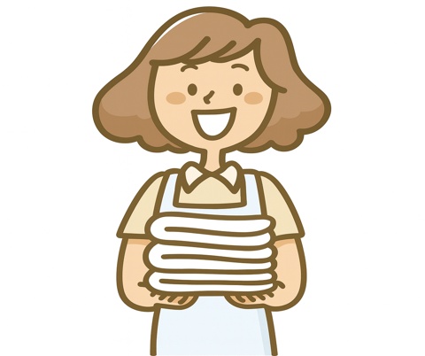 タオルを持つ女性