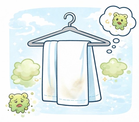 バスタオルの干し方との関係