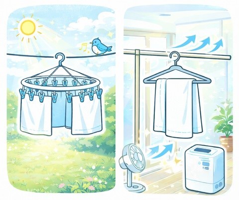 バスタオルの干し方の影響