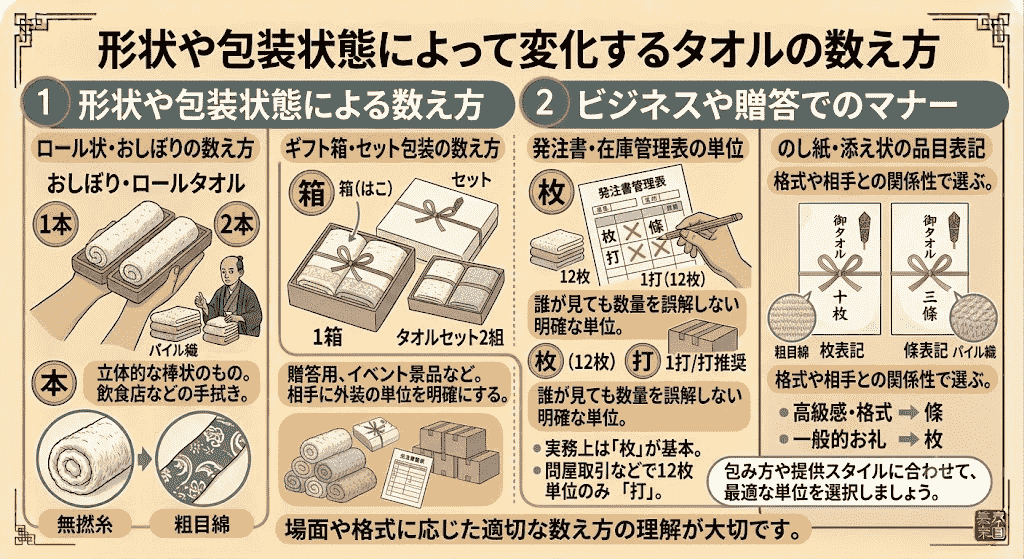 ビジネスや贈答で失礼にならないタオル単位のマナー